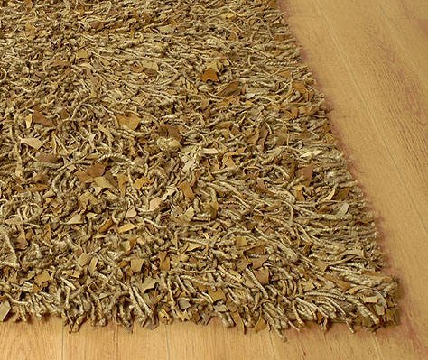 Natural Leather and Jute Long Pile Shaggy Carpets and Rugs